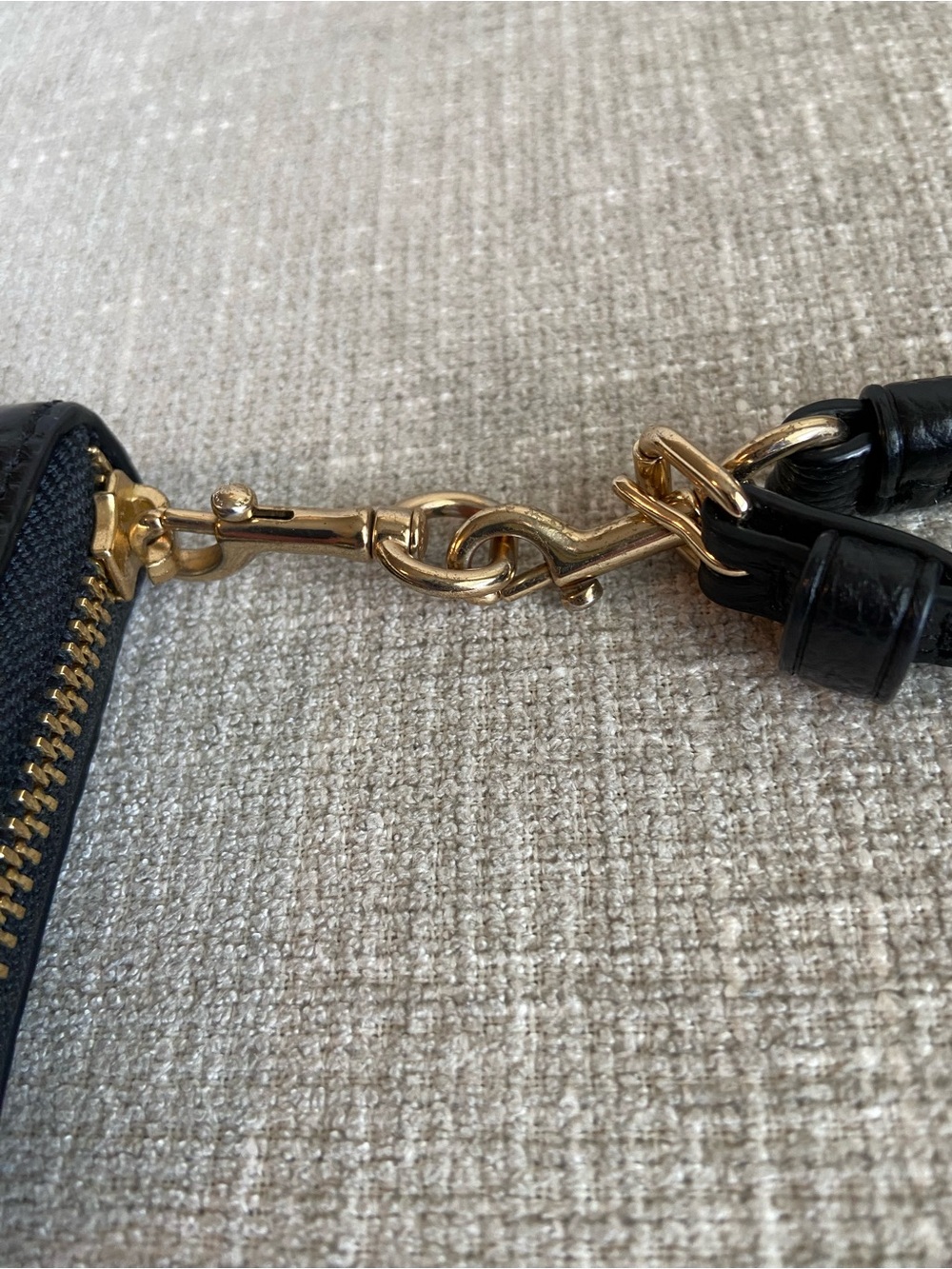 Lauren Ralph Lauren Small Leather Wallet Black Continental Wristlet Croc Emboss - Picture 7 of 7